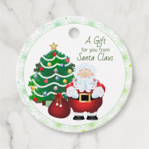 Santa Claus Christmas Tree Holiday Favour Tags