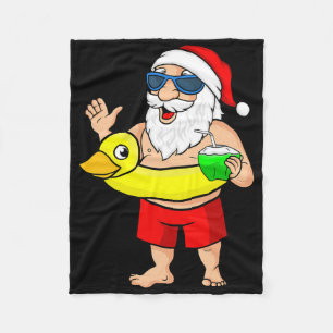 Santa Claus Christmas Tree Or Hawaii Duck Christma Fleece Blanket