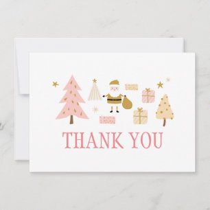 Santa Claus Christmas Tree Presents Thank You Card