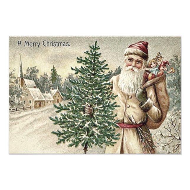 Santa Claus Christmas Tree Sack of Toys Church Photo Print (Front)