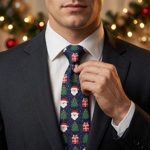 Santa Claus Christmas Trees and Gifts Tie