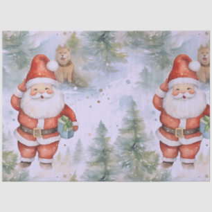 Santa Claus Christmas Trees Dogs Christmas Tissue Paper