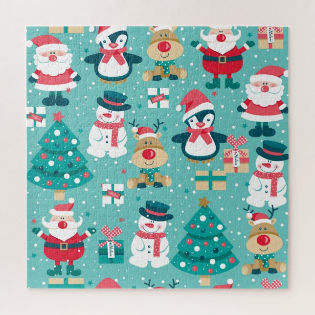 Santa Claus Christmas Vintage Pattern Jigsaw Puzzle (Vertical)