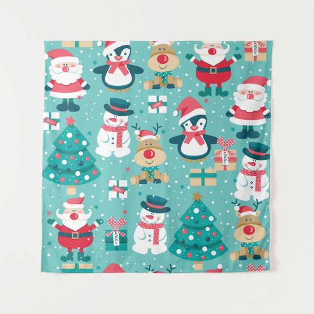 Santa Claus Christmas Vintage Pattern Tapestry (Front)