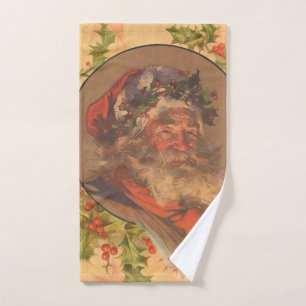 Santa Claus Christmas Vintage Portrait Bath Towel Set