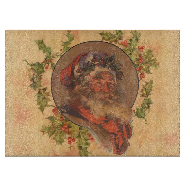 Santa Claus Christmas Vintage Portrait Cutting Board (Front)