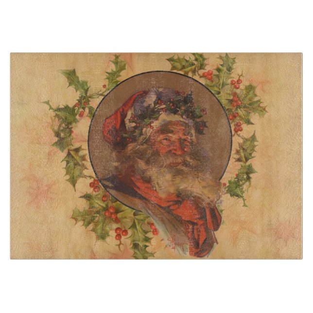 Santa Claus Christmas Vintage Portrait Cutting Board (Front)