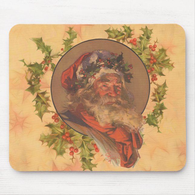 Santa Claus Christmas Vintage Portrait Mouse Mat (Front)