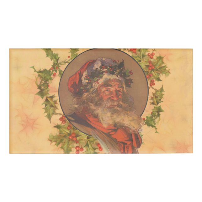 Santa Claus Christmas Vintage Portrait Name Tag (Front)
