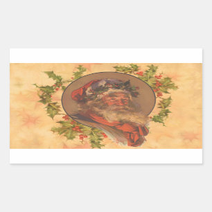 Santa Claus Christmas Vintage Portrait Rectangular Sticker