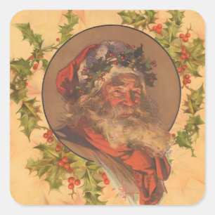 Santa Claus Christmas Vintage Portrait Square Sticker