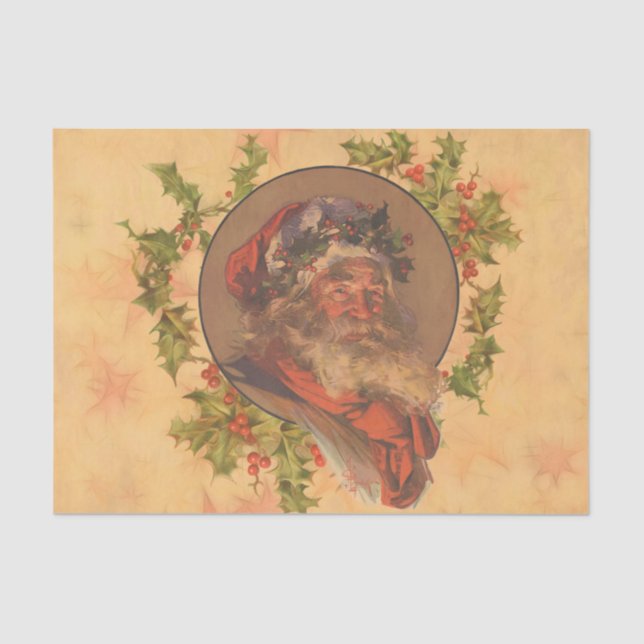 Santa Claus Christmas Vintage Portrait Tissue Paper (Front)