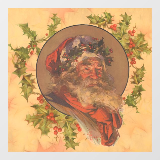 Santa Claus Christmas Vintage Portrait Window Cling (Sheet)