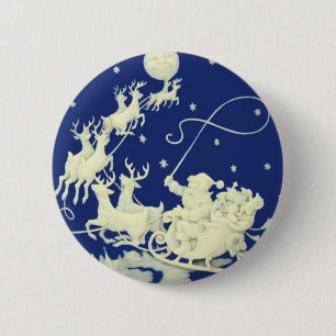 Santa Claus Christmas Vintage Postcard Art 6 Cm Round Badge