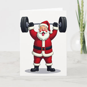 Santa Claus Christmas Weightlifting Card
