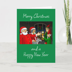 Santa Claus Christmas Workshop Holiday Card
