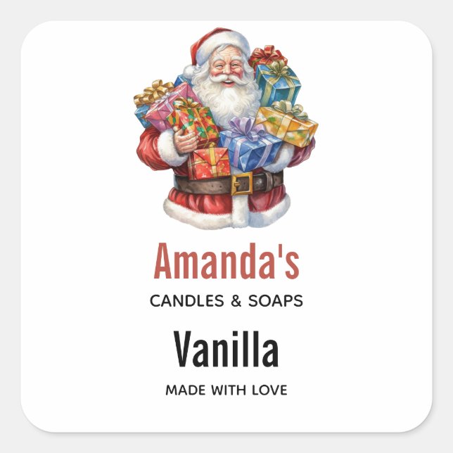 Santa Claus Classic Christmas Candle Crafting Square Sticker (Front)