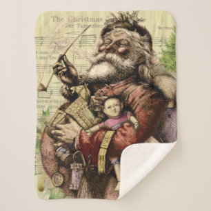 Santa Claus Classic Thomas Nast Illustration  Sherpa Blanket