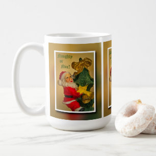 Santa Claus Climbing the Christmas Tree - Funny Coffee Mug