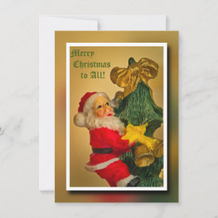 Santa Claus Climbing the Christmas Tree - Vintage