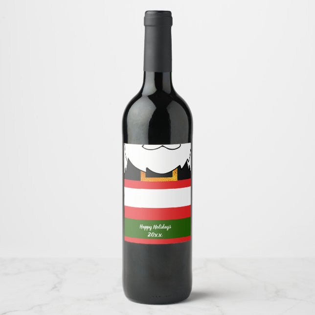 Santa Claus clothes background and beard Wine Label (Front)