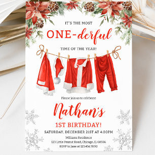 Santa Claus Clothesline Birthday Invitation