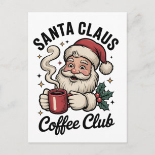 Santa Claus Coffee Club Caffeine Christmas Postcard