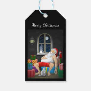 Santa Claus Coffee Time Gift Tags