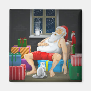 Santa Claus Coffee Time Magnet