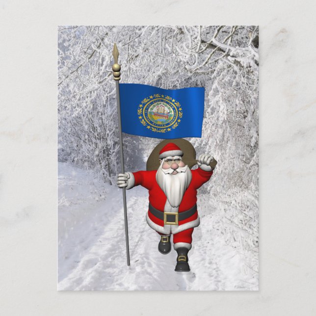 Santa Claus Comes To New Hampshire Holiday Postcard (Front)