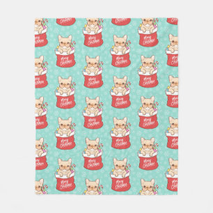 Santa Claus comes with a Frenchie Fleece Blanket
