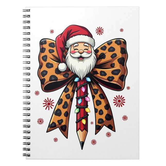 Santa Claus Coquette bow School Teaching  Notebook (Front)