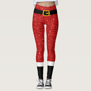 Santa Claus Costume Glitter Christmas Leggings