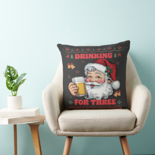 Santa Claus Couple Chirstmas Drinking  Cushion