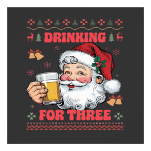 Santa Claus Couple Chirstmas Drinking Photo Print