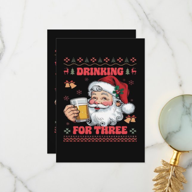 Santa Claus Couple Chirstmas  Thank You Card (Front/Back In Situ)