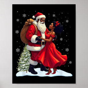 Santa Claus Couple Dancing African American Christ Poster