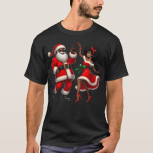 Santa Claus Couple Dancing African American Christ T-Shirt