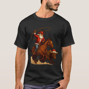 Santa Claus Cowboy Vintage Western Christmas Pajam T-Shirt