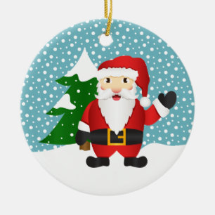 Santa Claus Custom Family Name And Year Christmas Ceramic Tree Decoration