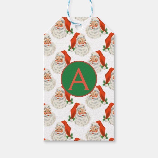 Santa Claus CUSTOM INITIAL Gift Tag (Front)