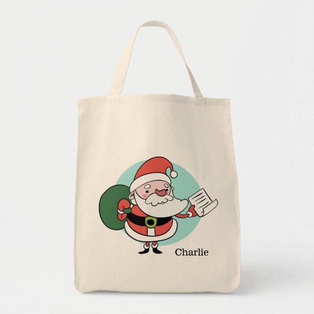 Santa Claus custom name tote bags (Front)