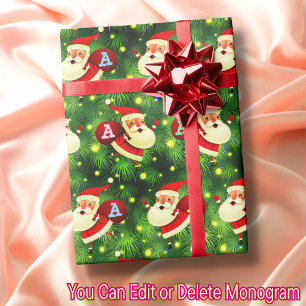 Santa Claus   Custom your monogram on Santa's Bag  Wrapping Paper