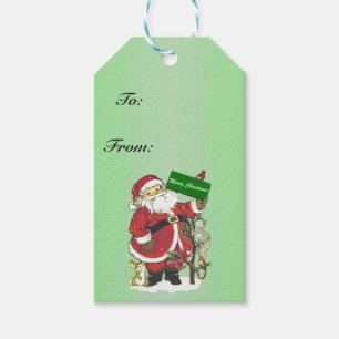 Santa Claus Cute Animals Merry Christmas Gift Tags