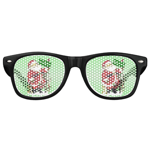 Santa Claus Cute Animals Merry Christmas Retro Sunglasses (Front)