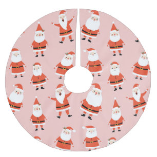 Santa Claus, Cute Pink Seamless Pattern. Brushed Polyester Tree Skirt