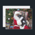 Santa Claus Cute Puppy Black Labrador Christmas Holiday Card<br><div class="desc">Send Christmas greetings with this adorable Santa Claus and Black Labrador Puppy Christmas Card. Back : Merry Christmas ~ Wishing you a holiday season filled with love, laughter, and joy. Merry Christmas & a Happy New Year . Personalise with your family name, and names of family members . Visit our...</div>
