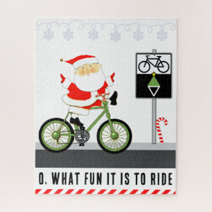 Santa Claus Cycling Christmas Jigsaw Puzzle