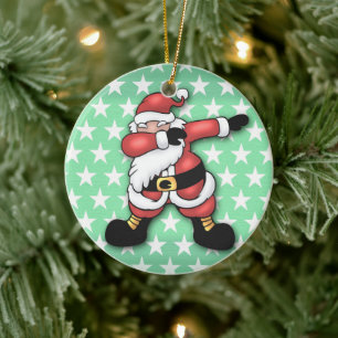 Santa claus dabbing cartoon ceramic tree decoration