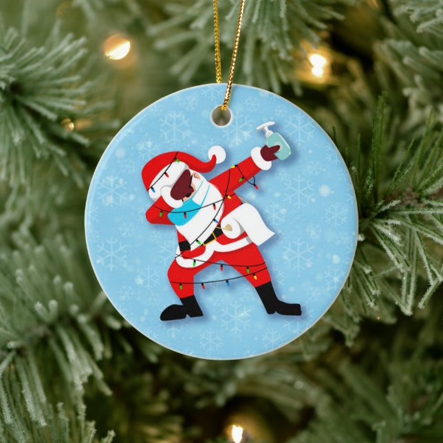 Santa Claus Dabbing Christmas covid Ceramic Tree Decoration (Tree)
